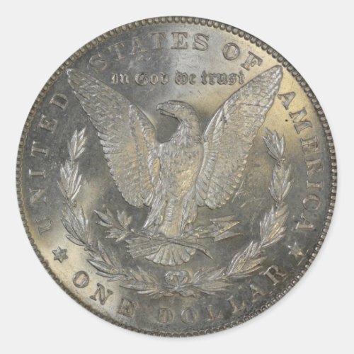 1889 Morgan Silver Dollar Tail Classic Round Sticker