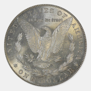 1889 Morgan Silver Dollar Tail Classic Round Sticker