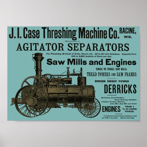 1889 Steam Traction engine ad Farm Tractor Farming Poster