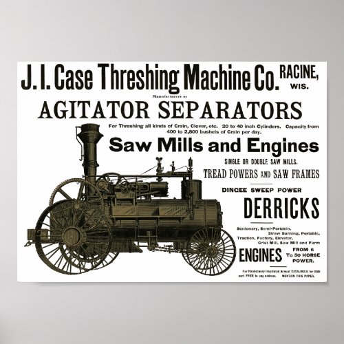 1889 Steam Traction engine ad Farm Tractor Farming Poster