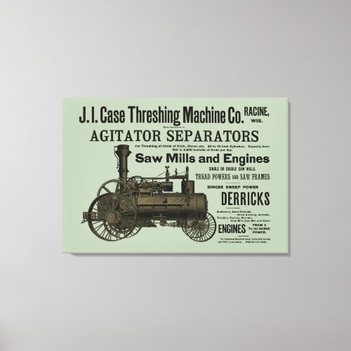 1889 Threshing Machine Steam Engine Farm Farming Canvas Print