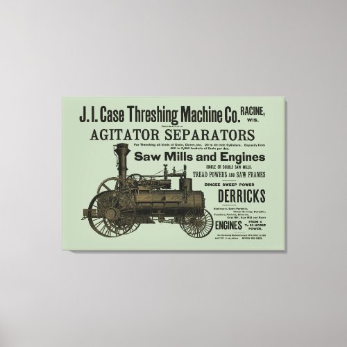 1889 Threshing Machine Steam Engine Farm Farming Canvas Print