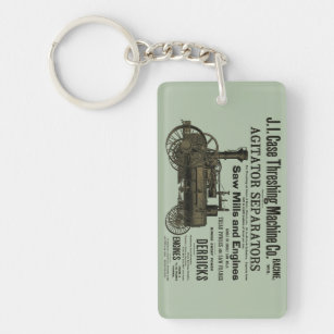 1889 Threshing Machine Steam Engine Farm Farming Keychain
