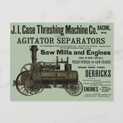 1889 Threshing Machine Steam Engine Farm Farming Postcard