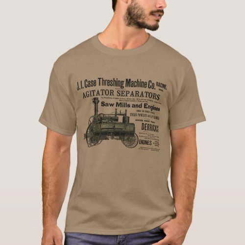 1889 Threshing Machine Steam Engine Farm Farming T_Shirt