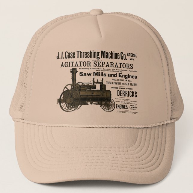 1889 Threshing Machine Steam Engine Farm Farming Trucker Hat (Front)