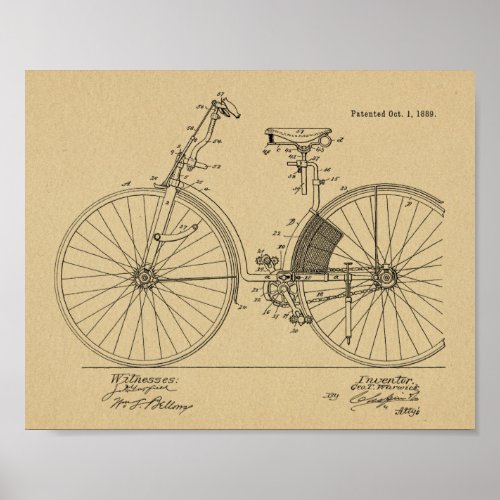 1889 Vintage Bicycle Dress Guard Patent Art Print