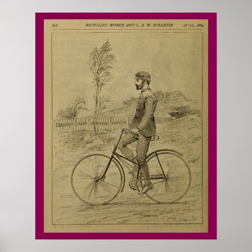 1889 Vintage Bicycle Magazine Ad Art Poster