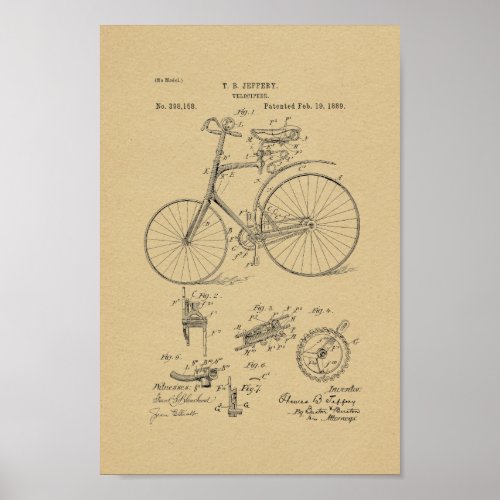 1889 Vintage Bicycle Patent Art Print