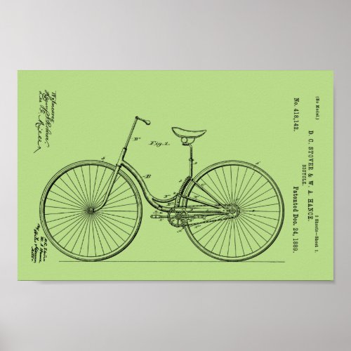 1889 Vintage Bicycle Patent Print