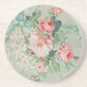 1890 British Vintage Fabric Roses & Daisies Coaster