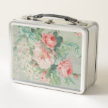 1890 British Vintage Fabric Roses &amp; Daisies  Metal Lunch Box at Zazzle