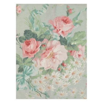 1890 British Vintage Fabric Roses & Daisies  Tablecloth by decodesigns at Zazzle