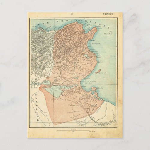 1890 French Provincial map Tunisia Postcard