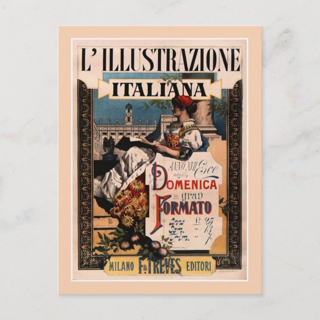 1890 Italian art nouveau magazine cover Postcard (Front)