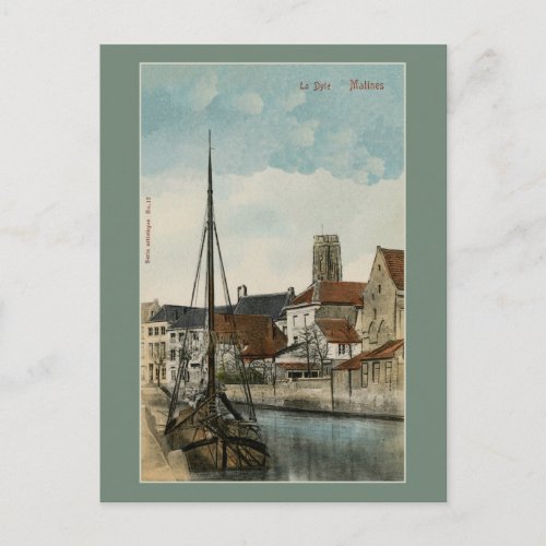 1890 Mechelen Malines Dyle river Postcard