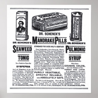 1890 medicines newspaper ad poster