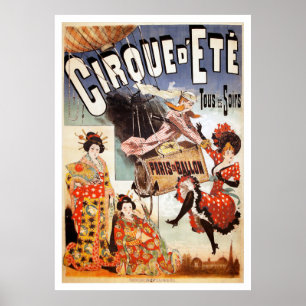 1890 Parisian Hot Air Balloon Print