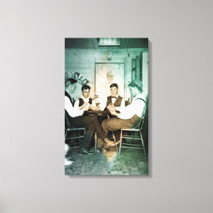 1890 Poker Game Men Gambling Cards Man Cave Photo Canvas Print