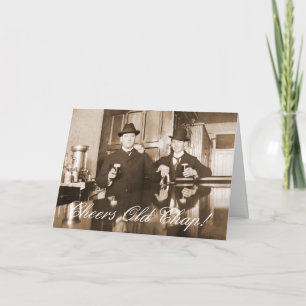 1890 Saloon Bar Men Cheers Old Chap Happy Birthday Card