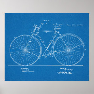 1890 Vintage Bicycle Patent Blueprint Art Print