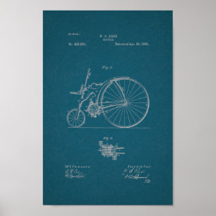 1890 Vintage Bicycle Patent Print Blueprint