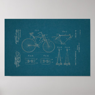 1890 Vintage Bicycle Patent Print Blueprint