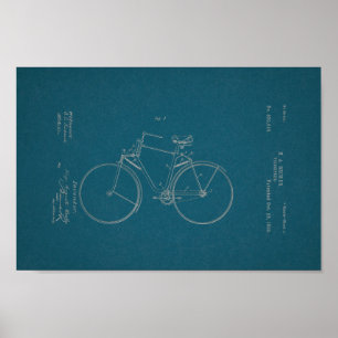 1890 Vintage Bicycle Patent Print Blueprint