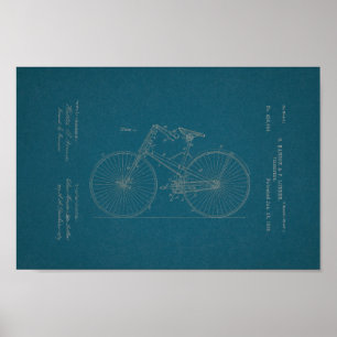 1890 Vintage Bicycle Patent Print Blueprint