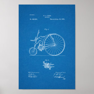 1890 Vintage Bicycle Patent Print Blueprint