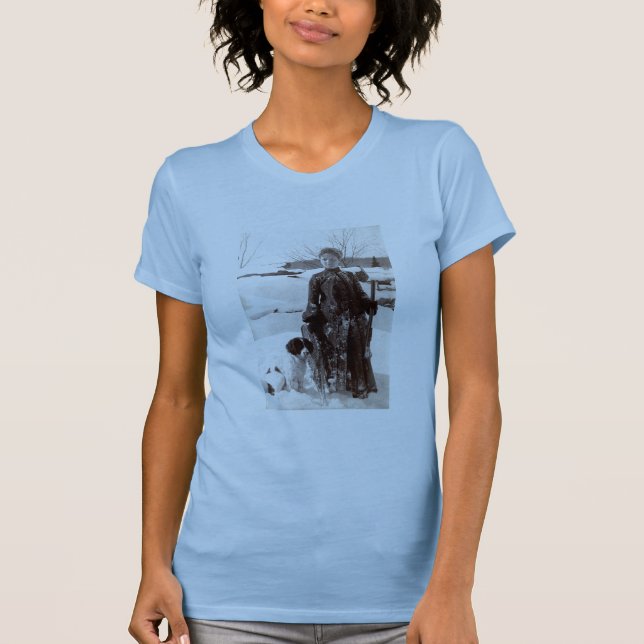 1890 Woman and her Brittany Hunting Dog T-Shirt (Front)