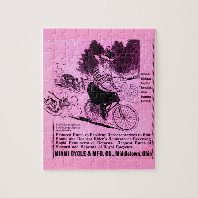 1890s bicycle ad The Racycle Jigsaw Puzzle (Vertical)