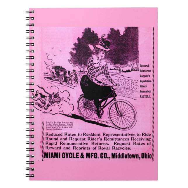 1890s bicycle ad The Racycle Notebook (Front)