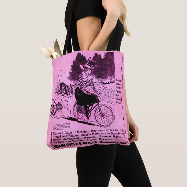 1890s bicycle ad The Racycle Tote Bag (Close Up)