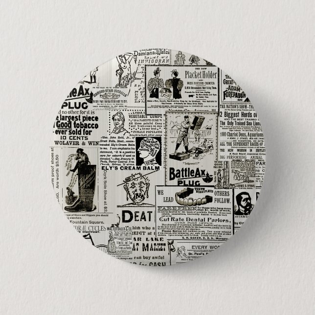 1890's Charming Victorian Newspaper Ads Men Women Button (Front)