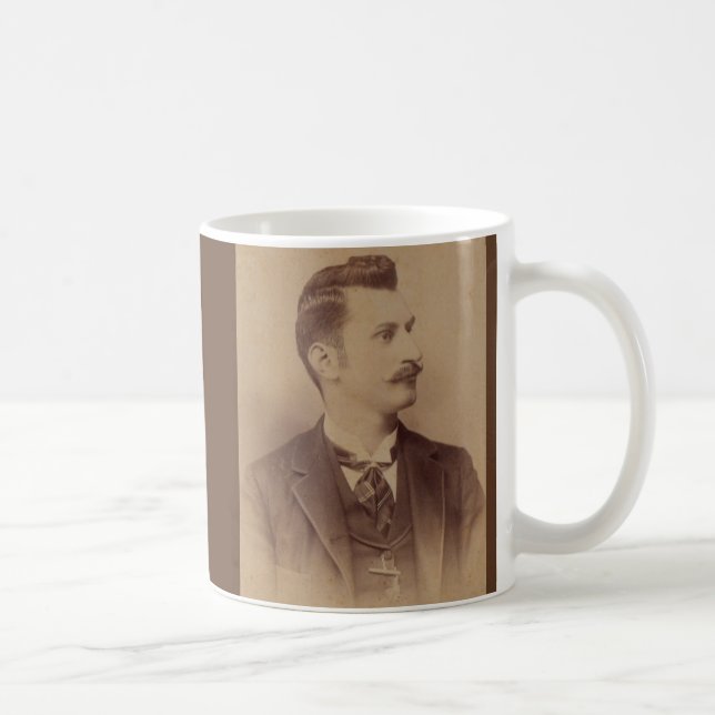 1890s curly mustache man coffee mug (Right)