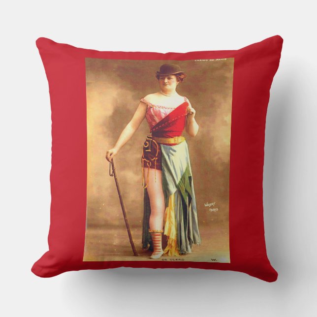 1890s De Clercq entertainer at Casino de Paris Throw Pillow (Front)