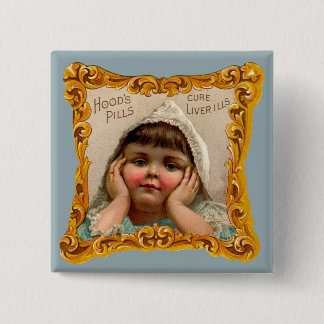 1890s Hoods Pills trade card Button