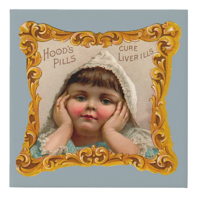 1890s Hoods Pills trade card Faux Canvas Print (Front)