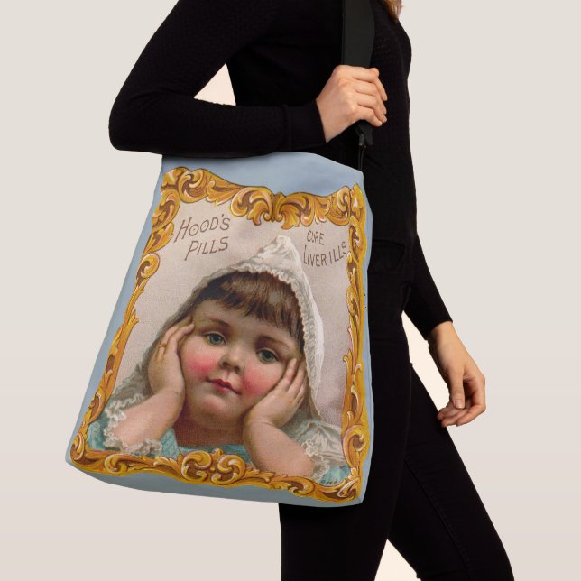 1890s Hoods Pills trade card print Crossbody Bag (Close Up)