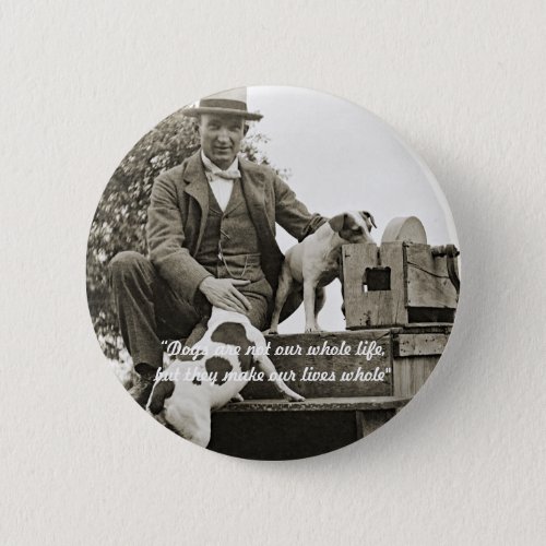 1890s JACK RUSSELL TERRIER DOG MAN LOVE PHOTO Button