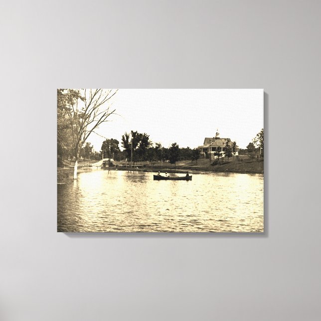 1890's Lords Park Elgin Illinois Lagoon Pavillion Canvas Print (Front)