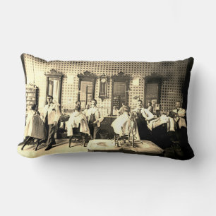 1890's Mens Barber Shop Hair Salon Photograph Lumbar Pillow