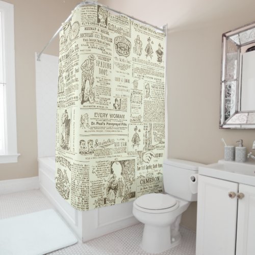 1890s Newspaper Ads Victorian Sales Ads SEPIA Shower Curtain