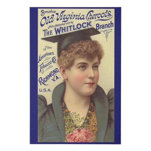 1890s Old Virginia Cheroots ad Faux Canvas Print