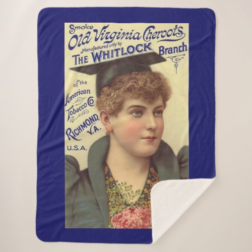 1890s Old Virginia Cheroots ad print Sherpa Blanket