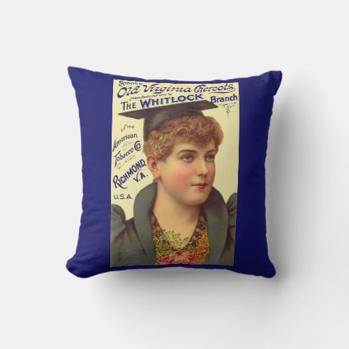 1890s Old Virginia Cheroots ad print Throw Pillow