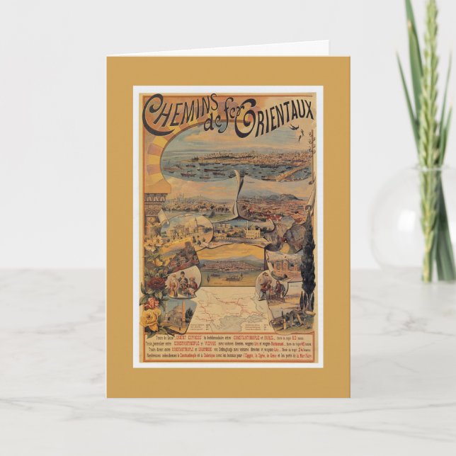 1890s Oriental railways to Constantinople travel Holiday Card (Front)