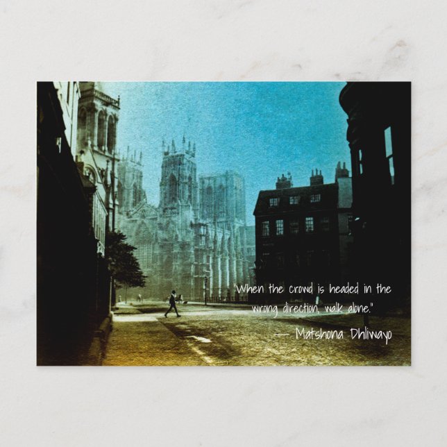 1890's Photo Colorized Walk Alone Quote Man Walk Postcard (Front)