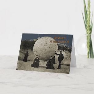 1890's Photograph Giant WORLD GLOBE SAFE TRAVELS Card